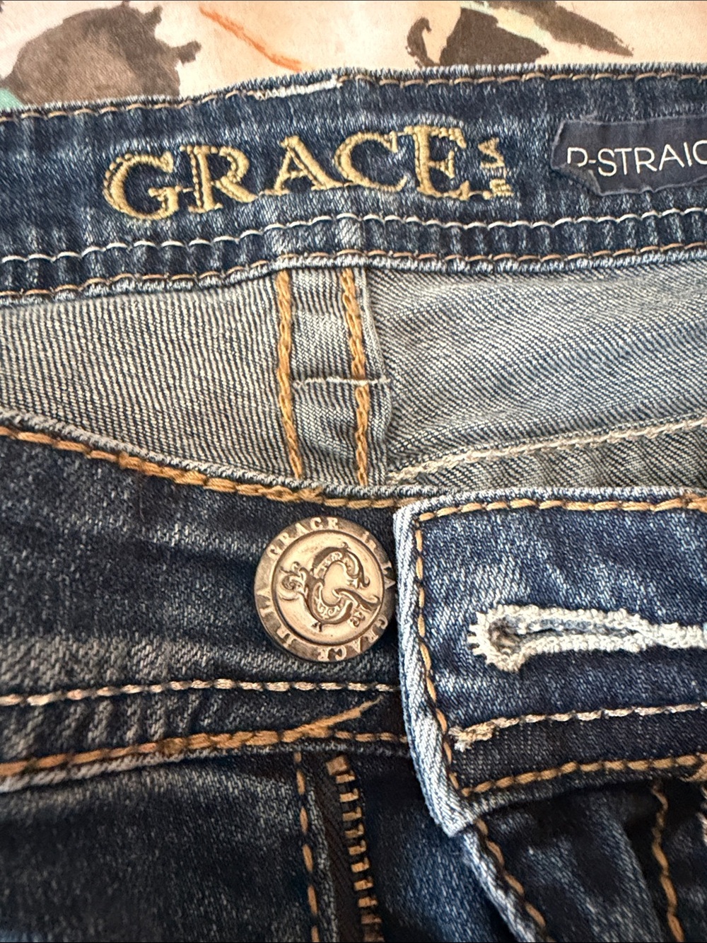 Grace in LA Blue Straight Leg Jeans with Embellished Pockets Size 20 - Picture 4 of 10